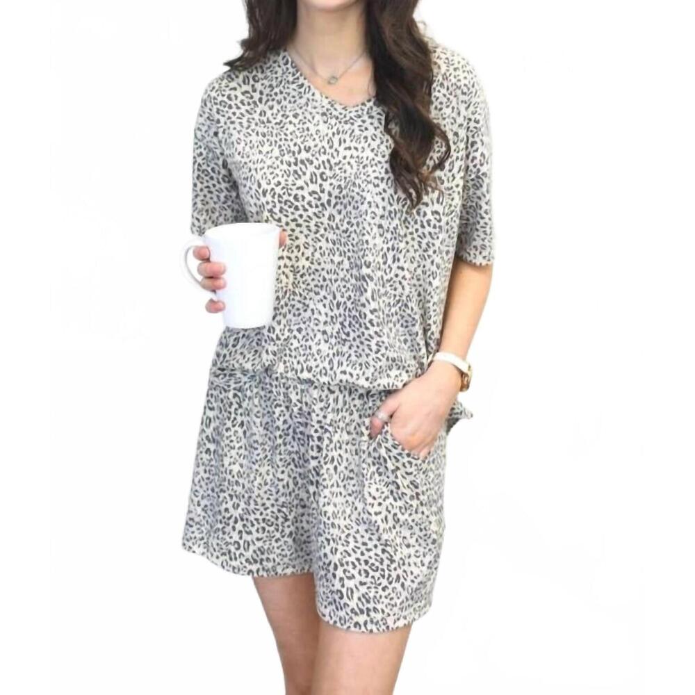 NEW JESS LEA cool cats lounge wear shorts set in leopard